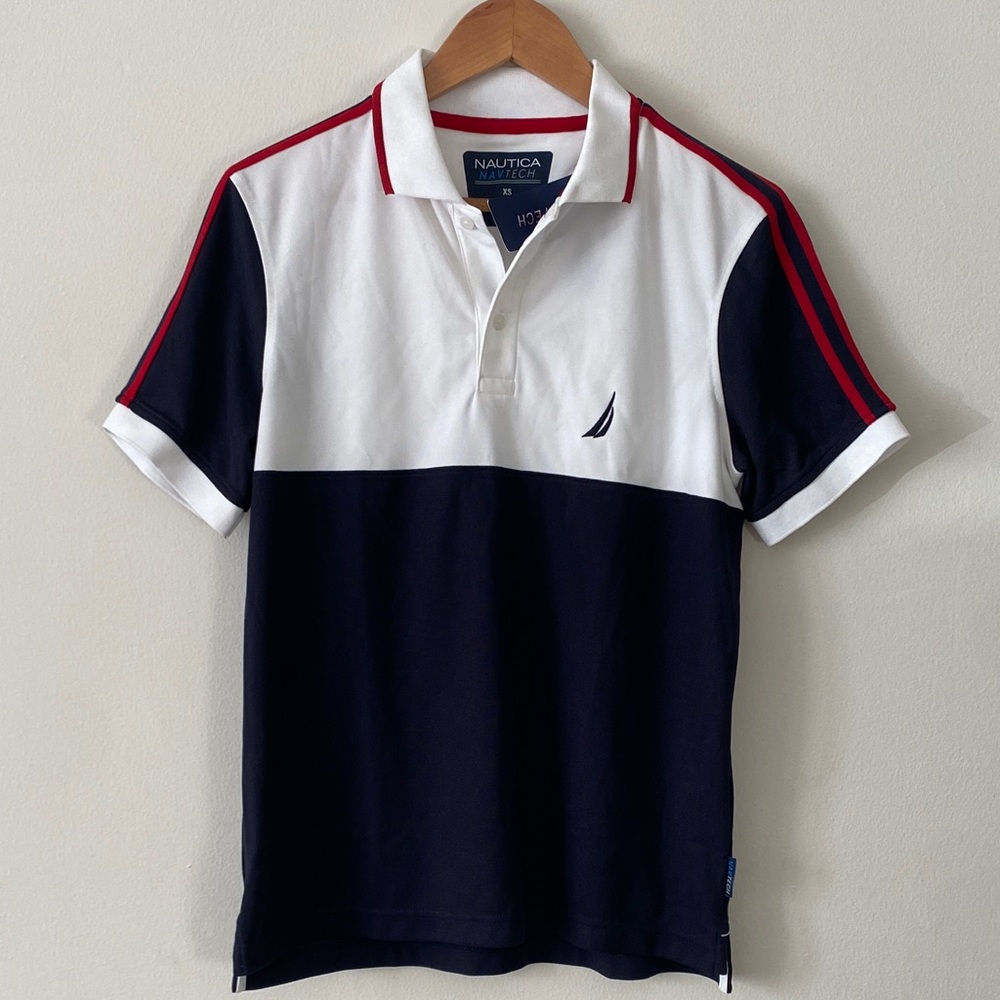 Nautica Men's Polo Shirt in Blue, White, and Red